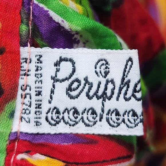 Peripherals Maxi Skirt Womens One Size Red Boho Cotton Crinkle Floral Drawstring - Picture 6 of 8